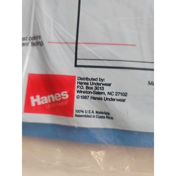 Vtg 1987 Hane Pocket-T Men's Tee Shirt Red- & B Slightly Imperfect Size L Sealed - Picture 6 of 11